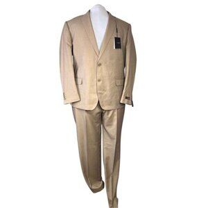 Vitarelli Italy Modern Fit Tan 2 Button Pant Suit Tan Unhemmed 50/44R NWT